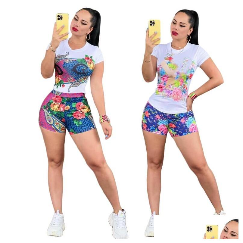 

Women' Tracksuits 23Ss Womens Tshirt Shorts Set Luxury Brand Casual Sports Suit 2 Piece Designer J2810 Drop Delivery Apparel Clothin Dhcrb