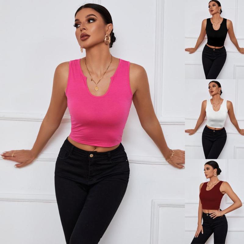 

Women's Tanks 2023 European And American Women's V-neck Slim Short Knitted Sleeveless Sports Casual Vest, Black