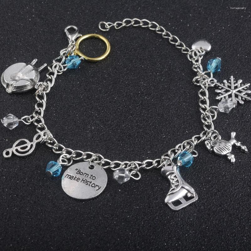 

Link Bracelets Japanese YURI On Charm Figure Skating Bangles Bom To Make History Woman Girl Luck Crystal Bracelet