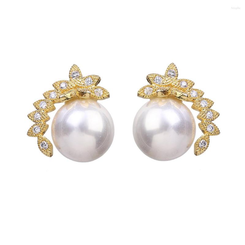

Stud Earrings Bettyue Brand Fashion Charm Gorgeous Cubic Zircon Three Colors Pearl Jewelry For Woman Florid Wedding Party Gift
