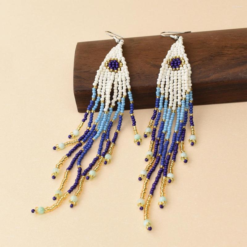 

Dangle Earrings Rice Bead Hand Knitting Beaded Simplicity Pearl Retro Bohemia Geometry Alloy Ma'am Tassel
