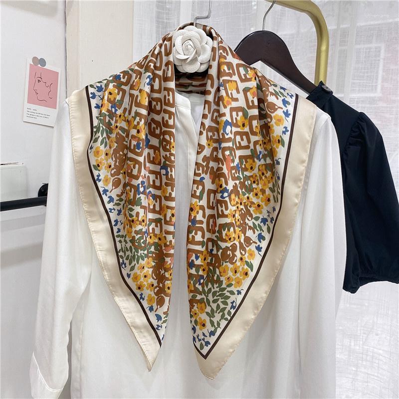 

Scarves 70cm Square Silk Scarf Bandana Neck Women Foulard Bandanas Female Hairbands Neckerchief Shawls And Wraps 2023 Spring