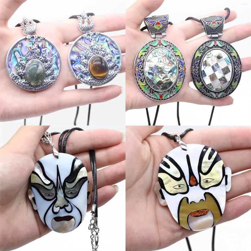 

Pendant Necklaces Natural Shell Necklace Abalone Tiger Eye Stone Long Rope Chains Charms For Women Jewelry