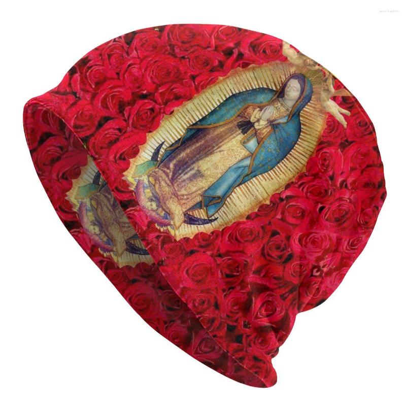 

Berets Guadalupe Virgin Mary With Flowers Bonnet Beanie Knit Hats Men Women Hip Hop Unisex Catholic Winter Warm Skullies Beanies Cap