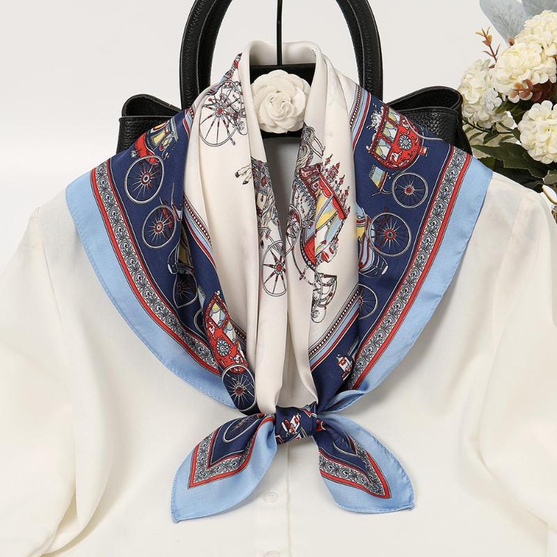 

Scarves Small Square Silk Scarf For Women Satin Hijab Hair Band Handkerchief Head Woman Bandana Muslim 70 70cm