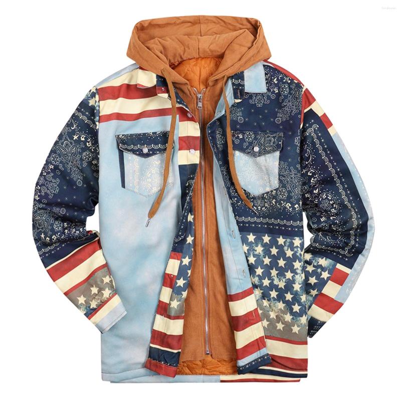 

Men's Jackets Trend Korean Streetwear Hooded Shirts Men Men's Casual Plaid Printed Long Sleeve Shirt Hip Hop Street Style Loose, Multicolor