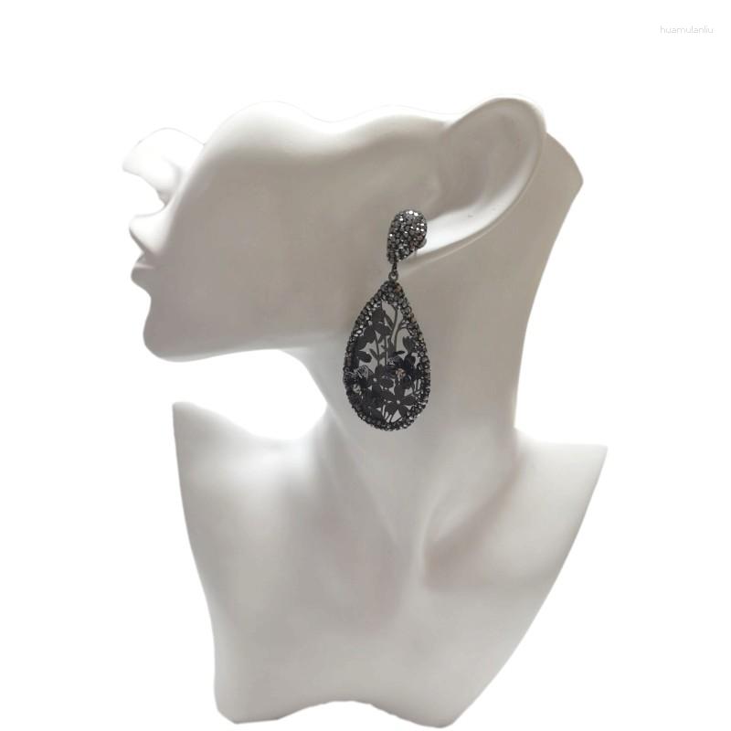 

Dangle Earrings Rhinestone Flower Hollow Out Pendant Fashion Ladies Party Dinner Jewelry Elegant Lady Earring Accessories Gifts