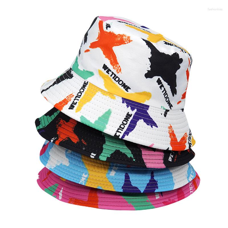 

Berets 2023 Hat Graffiti Fisherman Unisex Summer Outdoor Sunshade Street Trend Pot Sun Sunscreen, Black