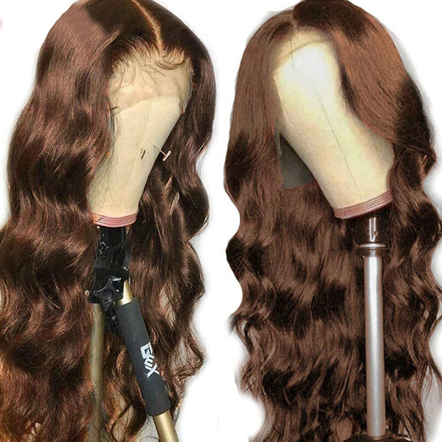 

13x4 Brown Hd Lace Frontal Wig Body Wave Lace Front Wigs Transparent Chocolate Brown Colored Human Hair Wigs for Women Remy T, Natural color