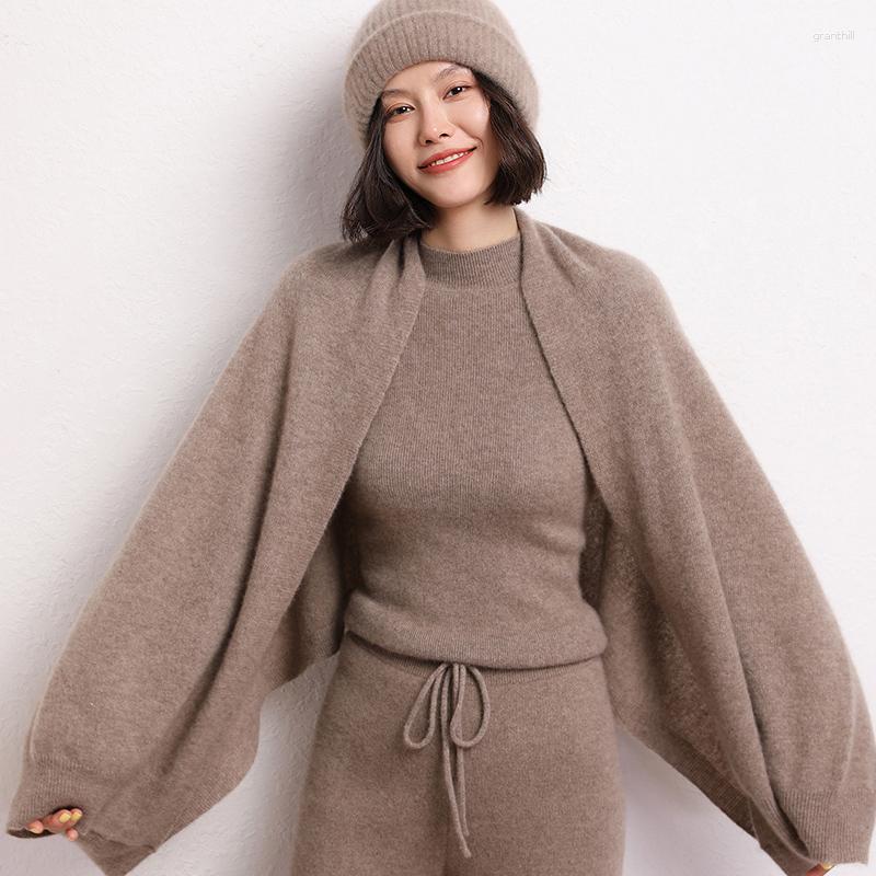 

Scarves 2023 Arrival Autumn Winter Pure Cashmere Knit Women Scarf Solid Poncho Female Fashion Capes Lady High Quality