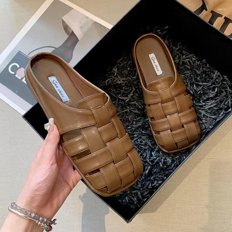 

Slippers Designer Woven Women Slides Shoes Weave Mules Casual Indoor Outdoor Leisure For Ladies Beach Sandals, As pic shows
