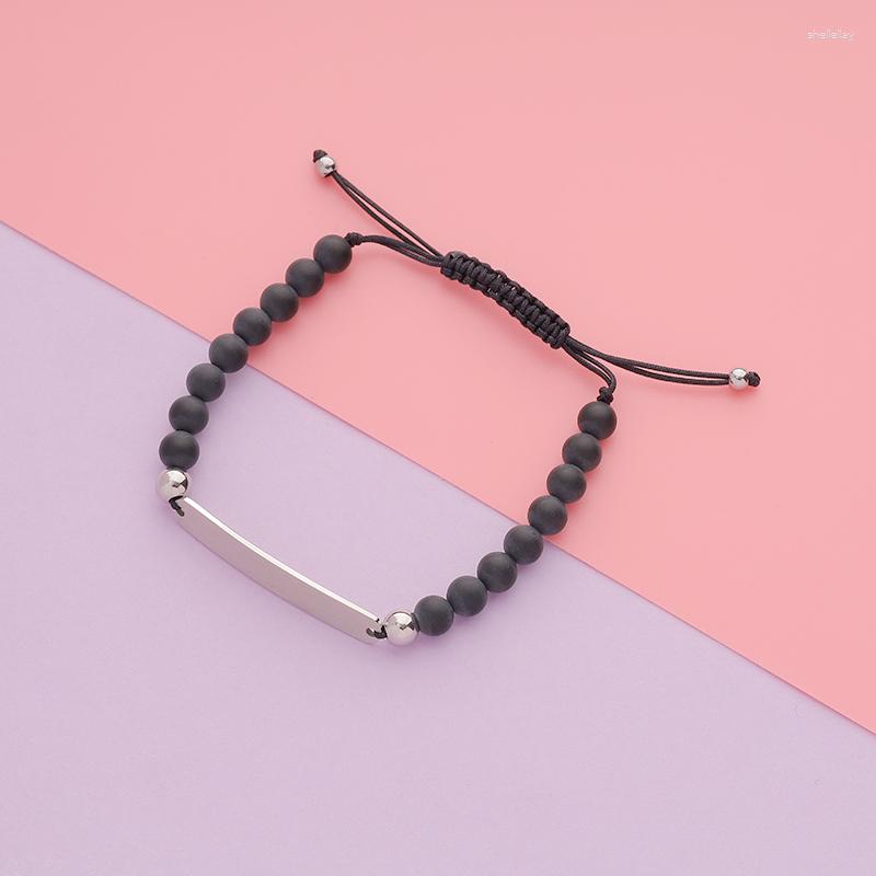 

Charm Bracelets Rumnvnty 1pc Agate Adjustable Bracelet Curved Stainless Steel Laser Personalized For Women's Men's Lovers Fashion