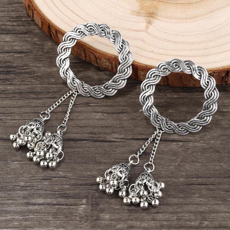 

Dangle Earrings Pendientes Ethnic Round Silver Color India For Women Bohemia Tibetan Jewelry Long Jhumka Oorbellen