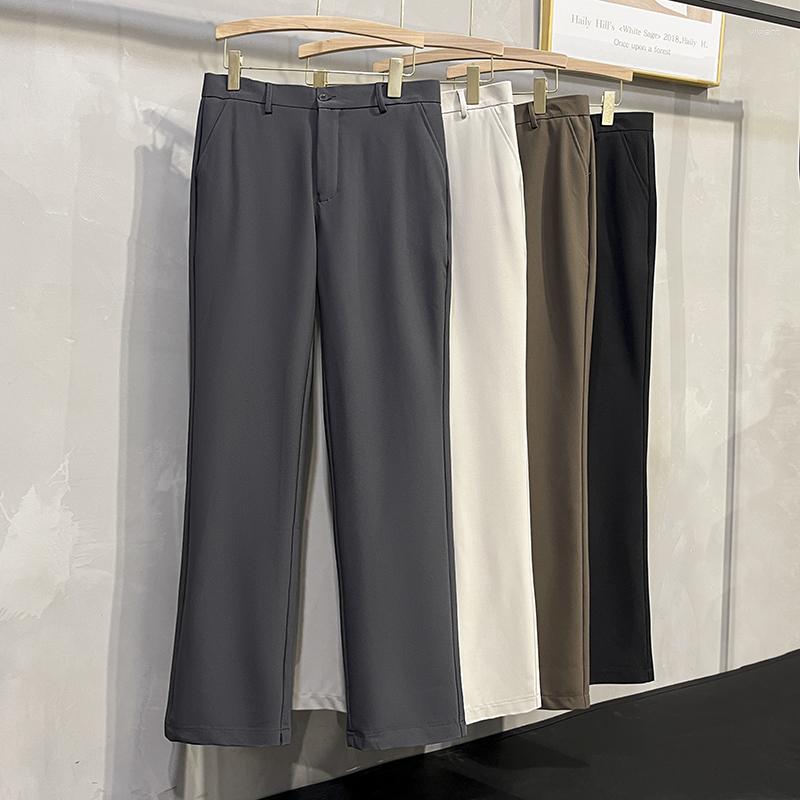 

Men's Pants Summer Korean Style Man's Suit Thin Silm Straight Drape Business Casual Office Trousers Male Khaki Gray Black, White