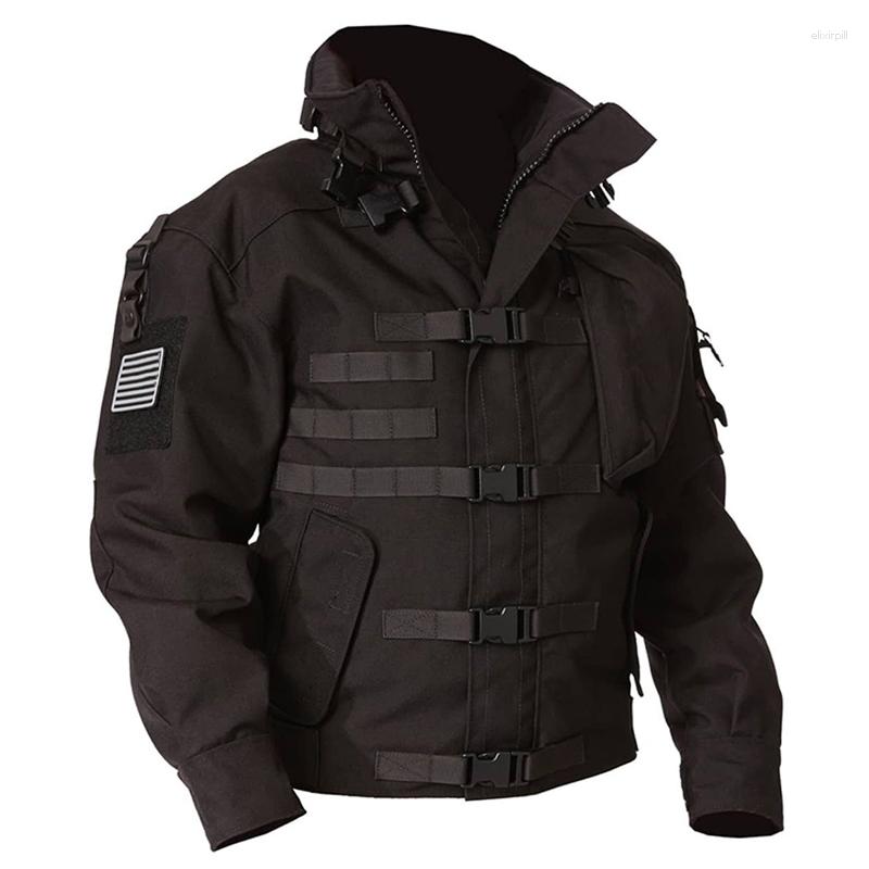 

Men' Jackets Military Tactical Jacket Men Waterproof Wear-resistant Multi-pocket Bomber High Quality Outdoor Hiking Windproof Coat, Army green