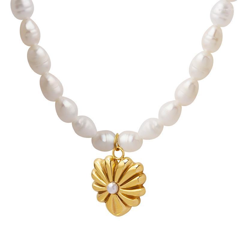 

Pendant Necklaces SDA Baroque Natural Freshwater Pearl Necklace Chain Flower For Women Wedding Party Jewelry Gift Female Choker
