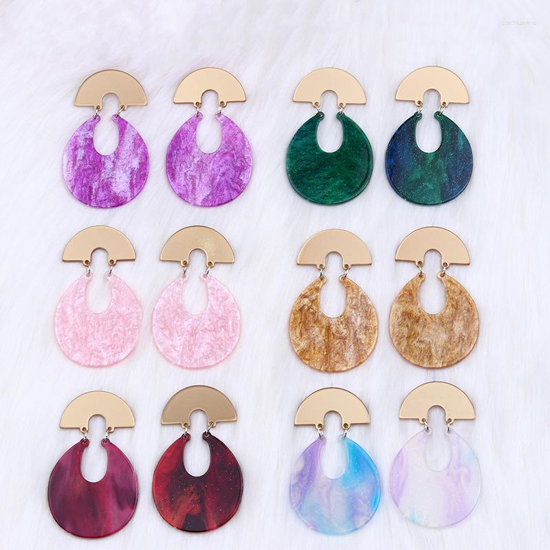 

Dangle Earrings UJBOX Long Multicolor Bling Glitter Acrylic Hollow Round Drop For Women