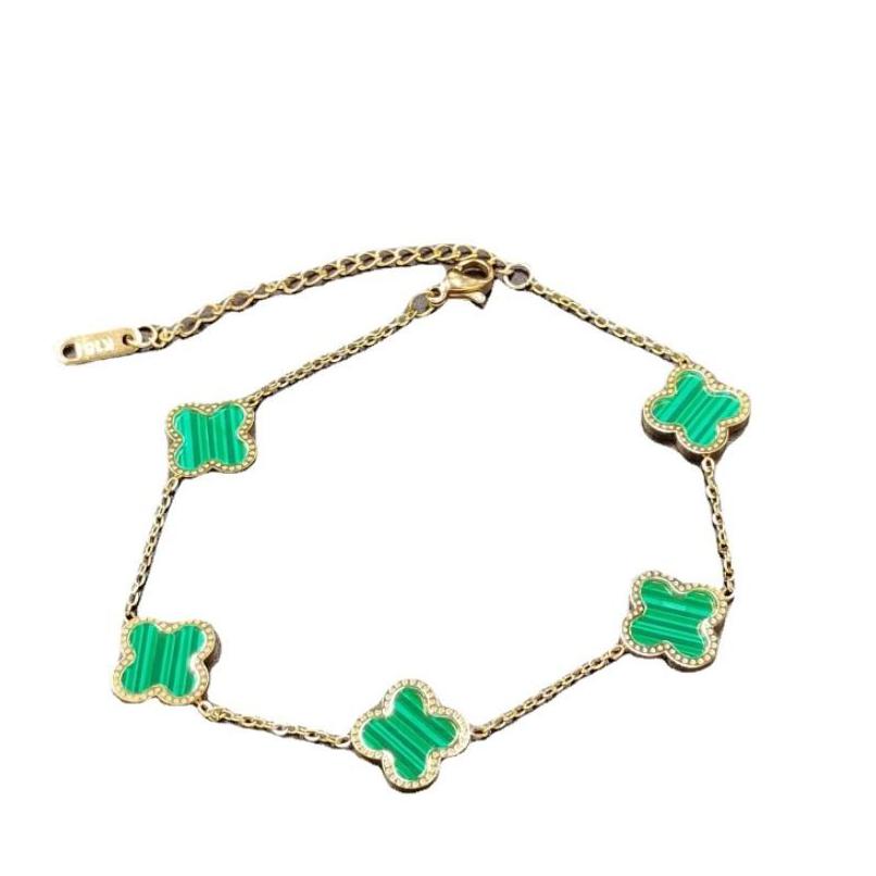

Charm Bracelets 1Pcs Luxury Design Clover Bracelet 18K Rose Gold Stainless Steel Jewelry For Women Gift Drop Delivery Dhhzt