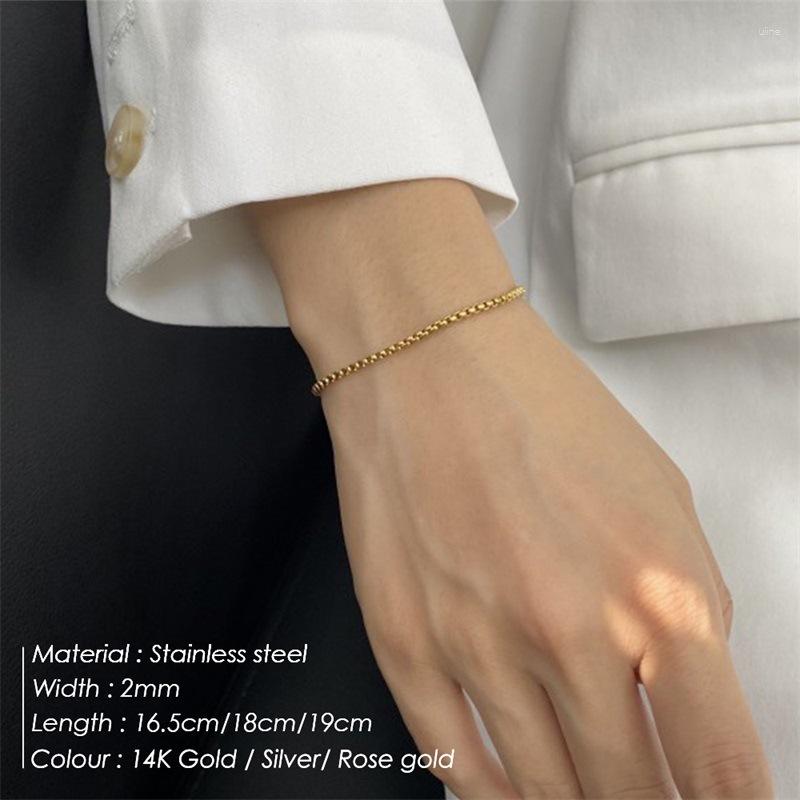 

Link Bracelets 2023 Selling Fashion Simplicity Box Stainless Steel Hand Chain Plated Gold Charm Punk Bracelet For Men Women Hip Hop Jewelry