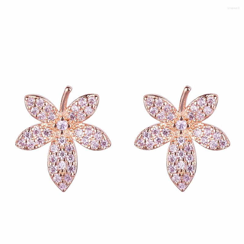 

Stud Earrings Fashion Chic Crystal Zircon Diamonds Gemstones For Women Girl 14k Rose Gold Color Jewelry Accessories