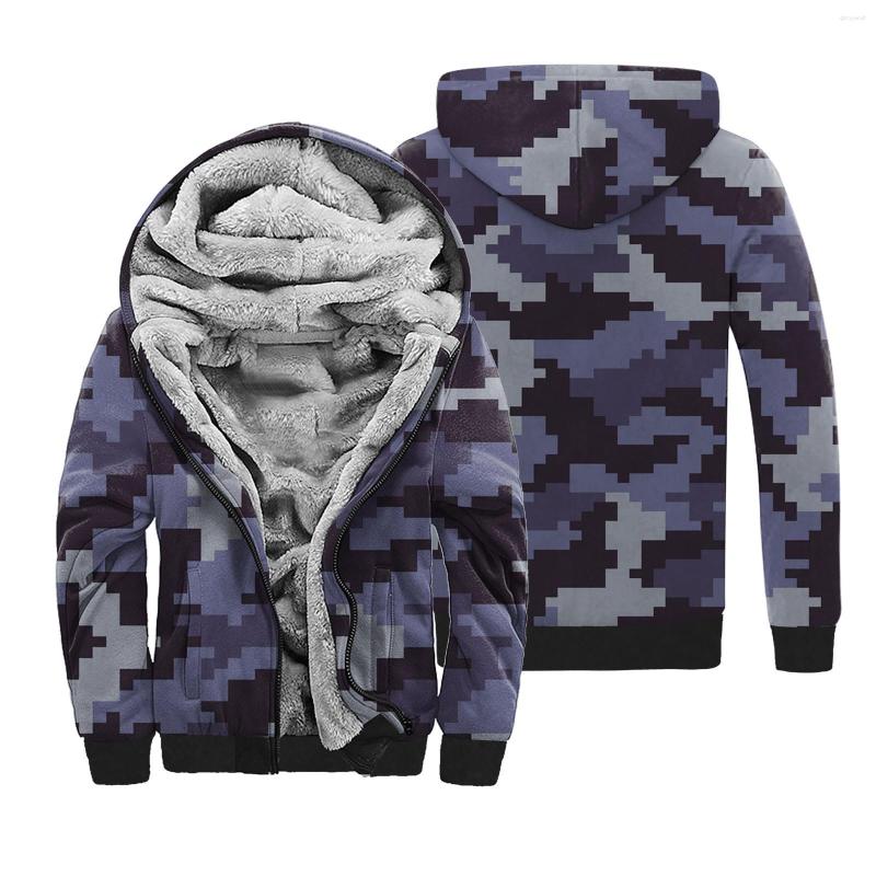 

Men's Jackets Men's Bomber Winter Windbreaker Leisure Printed Hooded Plush Jacket Plus Fleece Military Male Coat, Green