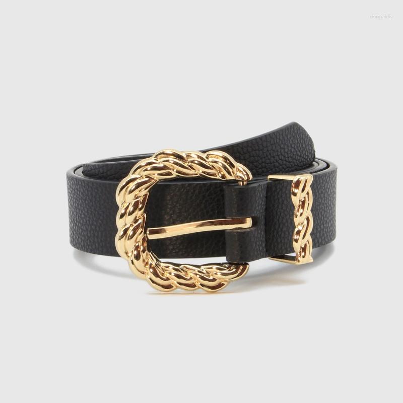 

Belts Twist Pin Buckle PU Belt 2023 Black White Versatile Personality Jeans Dress Women Waistband