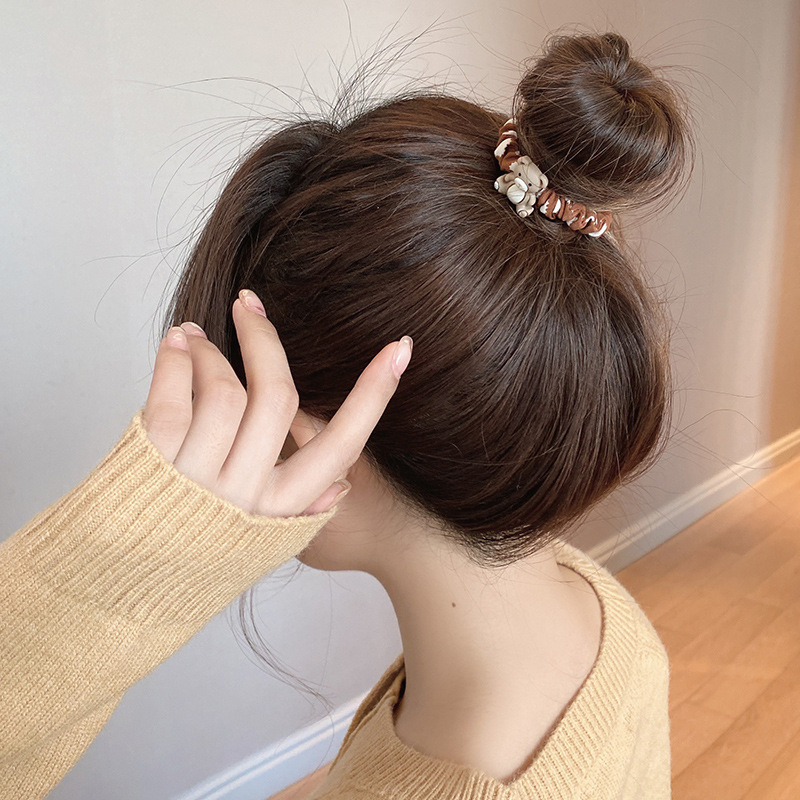 

Fashion blogger designer jewelr Meatball Head Rope Female Tie Head Cute Cartoon Little Bear Rabbit Children's Hair Ring Scrunchies hair ties wholesale FS25