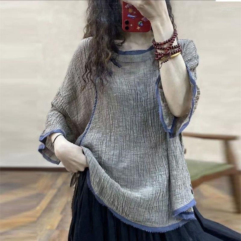 

Women's Blouses Cotton Linen Shirt Womens 2023 Summer Loose Tops Blouse, Gray