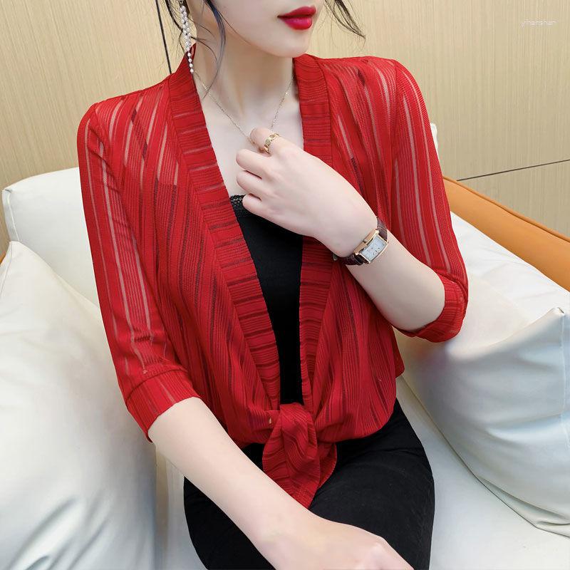 

Women's Blouses Fashion V-Neck Gauze Hollow Out Bandage Half Sleeve Shirt Women's Clothing 2023 Summer Casual Tops Office Lady Blouse, Gray