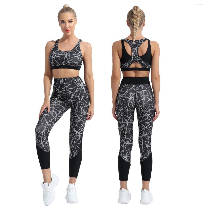 

Women' Two Piece Pants Summer 2Pcs Sport Set Women Bra Top Skinny Leggings Running Tracksuits Sportswear Workout Outfit Gym Clothes, Leopard print