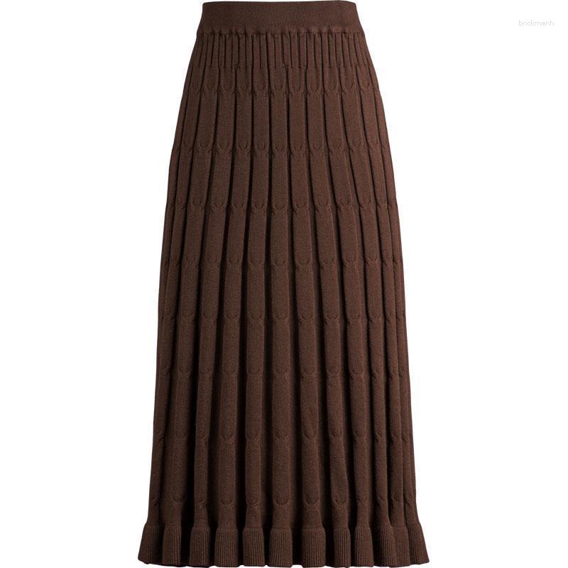 

Skirts Knitted Japan Style For Women Winter Streetwear Elastic Womens Warm High Waist Office T221, Dark brown