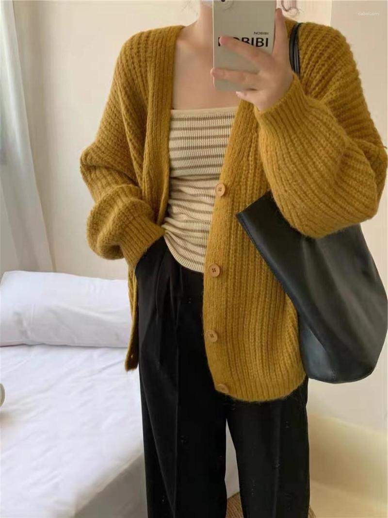 

Women's Knits Knitwears Women Sweater Knitting Cardigan In The Fall And Winter Of Female Thick Paragraph, Pink