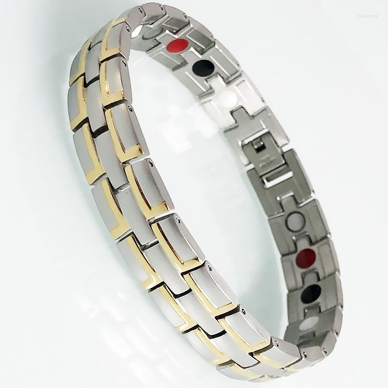 

Link Bracelets Health Care Negative Ion Germanium Magnetic Wrist Bracelet Men Gold Plated Stainless Steel Men's Masuline Jewelry Man