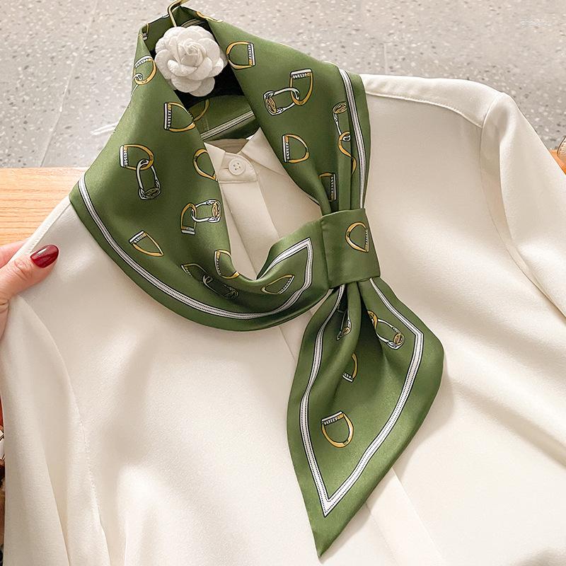

Scarves Silk Neckerchief Women Ribbon Summer Skinny Hand Wrist Headband Scarf Prent Satin Foulard Hair Accessories
