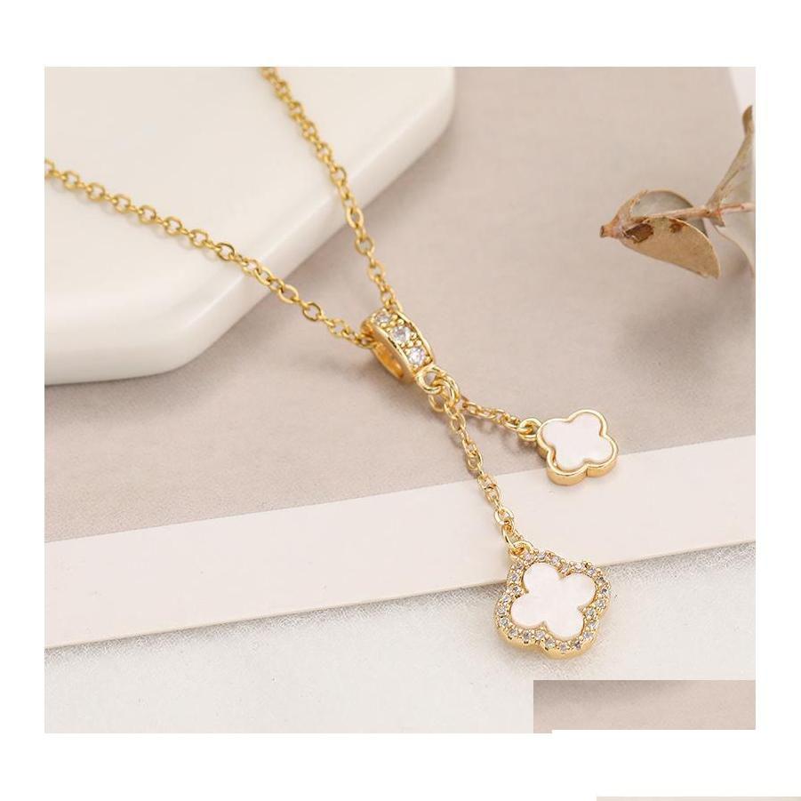 

Pendant Necklaces Fashion Black White Four Leaf Clover Necklace High Quality Women Jewelry Drop Delivery Pendants Ot6Xh Dhtcw