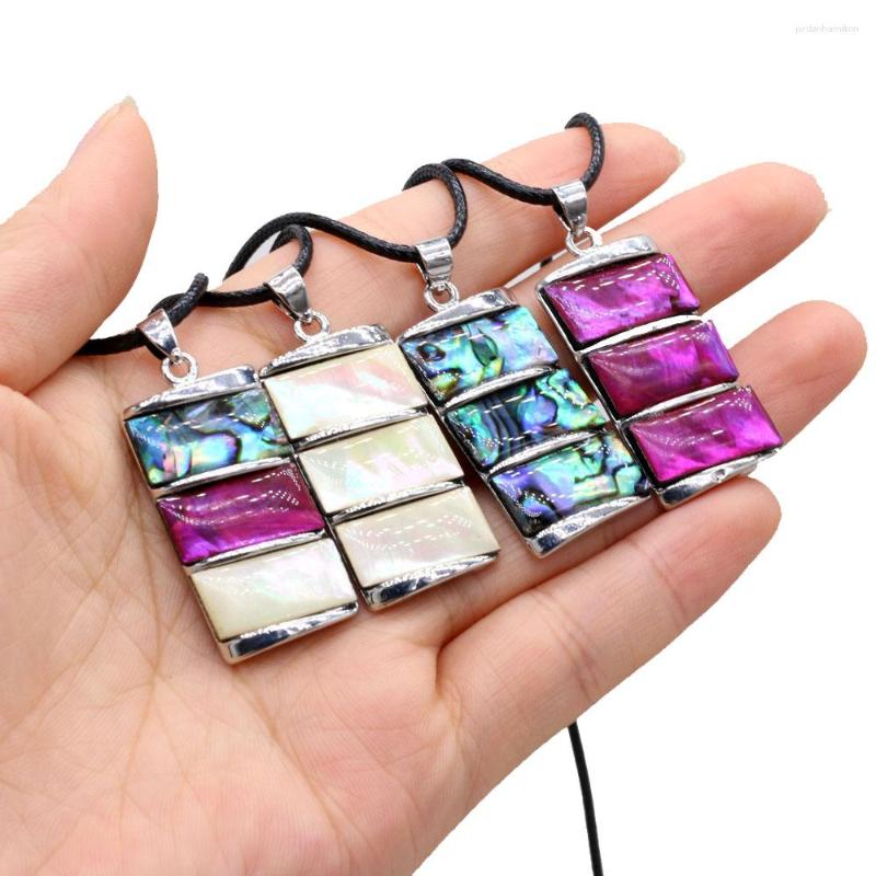 

Pendant Necklaces 1pcs Fashion Alloy Multicolor Square Shape Natural Abalone Shell Glamour Women Party Wedding Jewelry