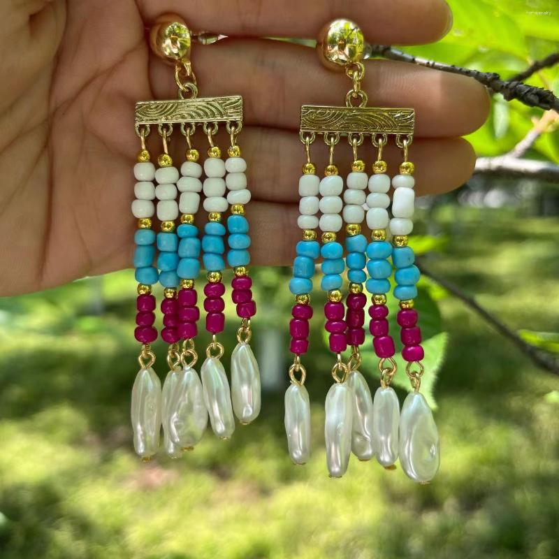 

Dangle Earrings Temperament Colorful Beaded Tassel For Woman Party Accessories