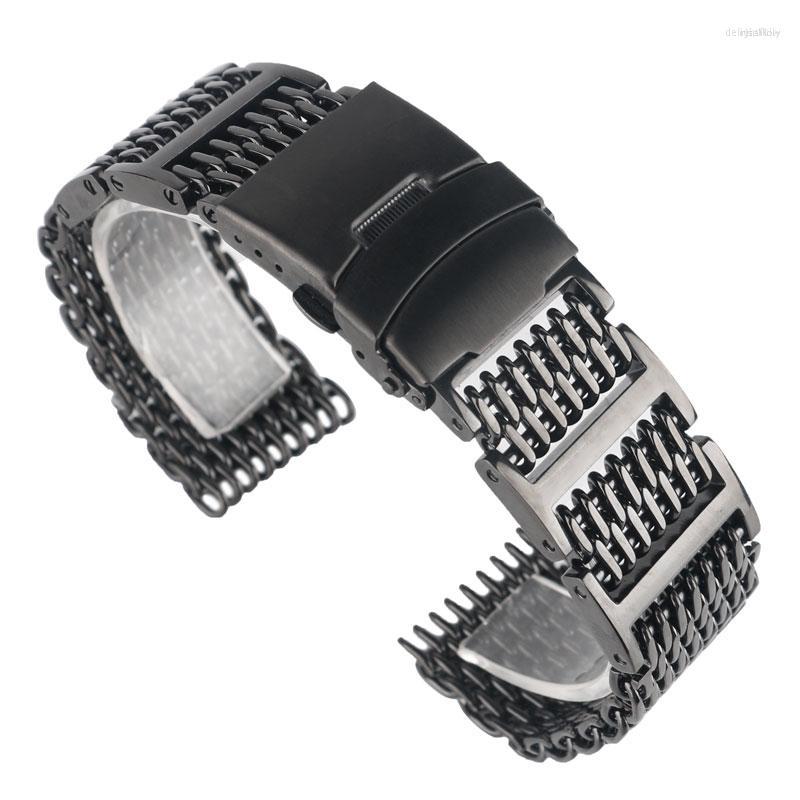 

Watch Bands HQ 20mm 22mm 24mm Stainless Steel Black Mesh Design Durable Watchband Strap Replacement For Men Women 2 Spring Bars