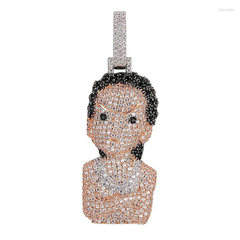 

Pendant Necklaces Anime Cartoon Micro Setting Iced Out Cubic Zirconia For Womans Men Fashion Jewelry Gifts