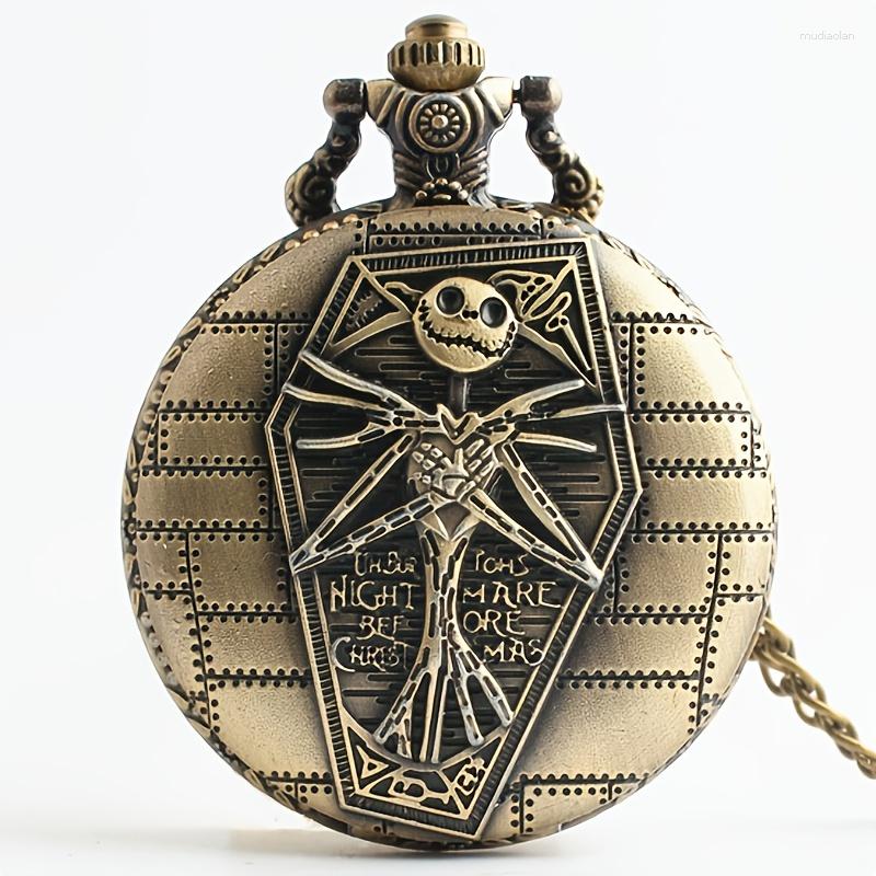 

Wristwatches Men's Vintage Skull Quartz Pocket Watch, Copper