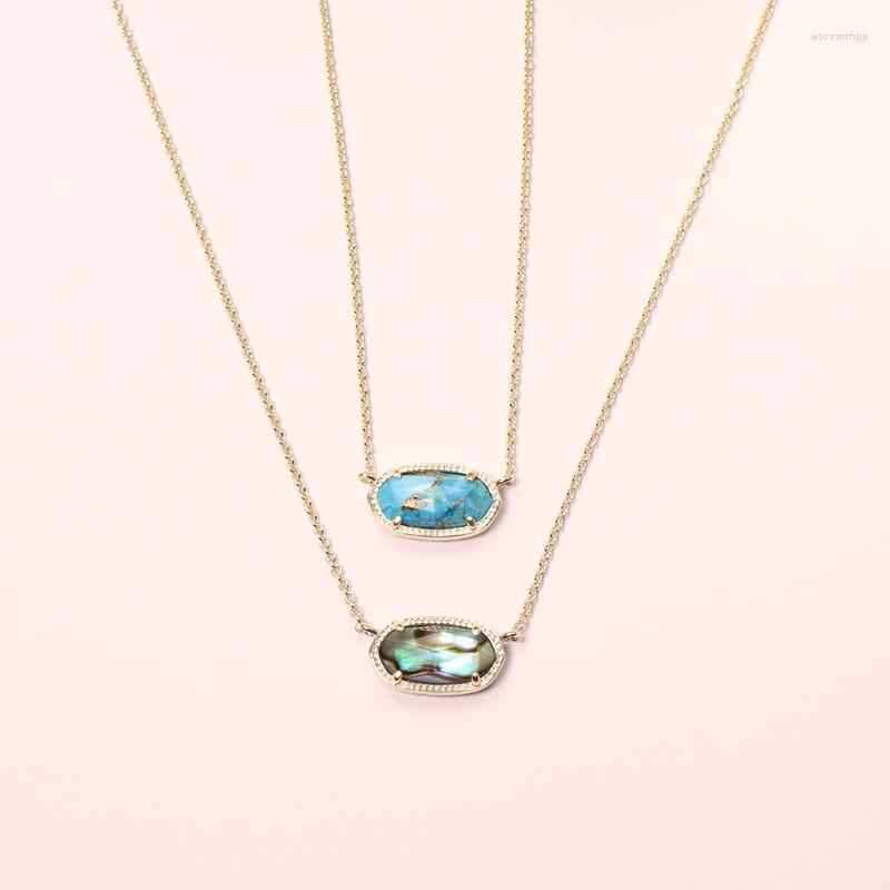

Chains Oval Abalone Necklace Women's Jewelry Simple Fashion Blue Money Loose Clavicle Chain Women