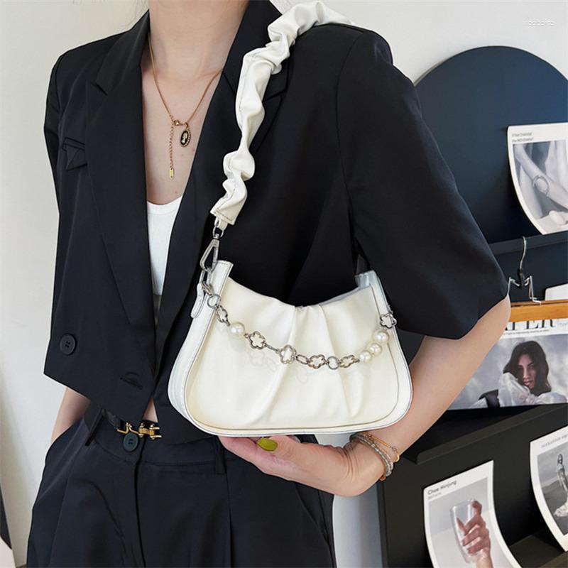 

Waist Bags DIHOPE Pleated Handlebags For Women PU Cloud Leisure Armpit Bag Shopping Shoulder Dumpling Handbag Female, Black