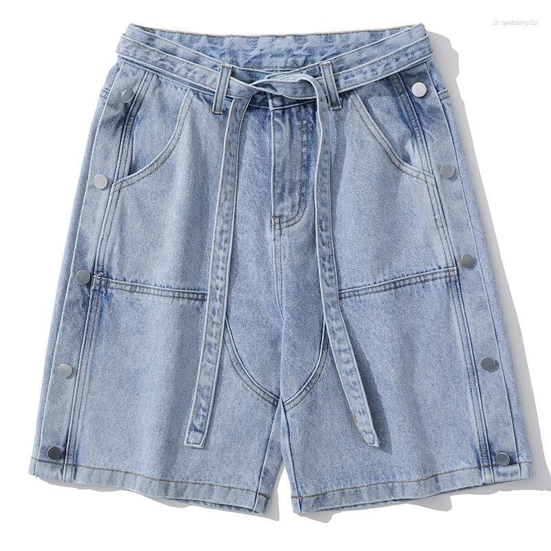 

Men's Shorts Men's Fashion Oversized Hip Hop Short Jeans High Street Loose Fit Y2K Denim With Belt Streetwear Baggy Bottoms, Black