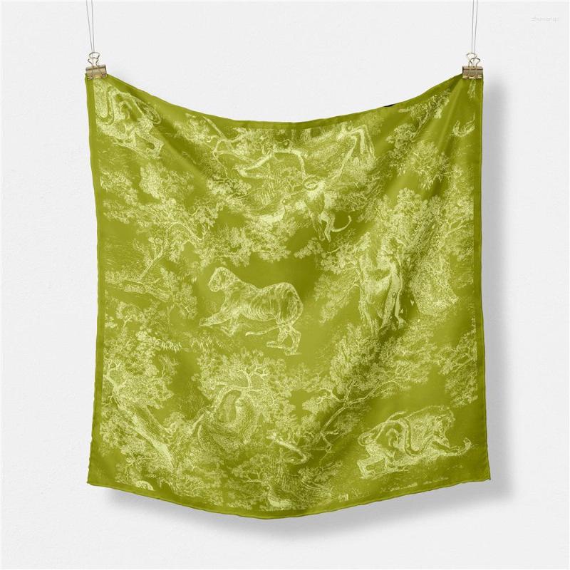 

Scarves 53cm Horse Printed Square Scarf Women Design Silk Bandana Headband Fashion Hijabs Neckerchief Clothes Decorations