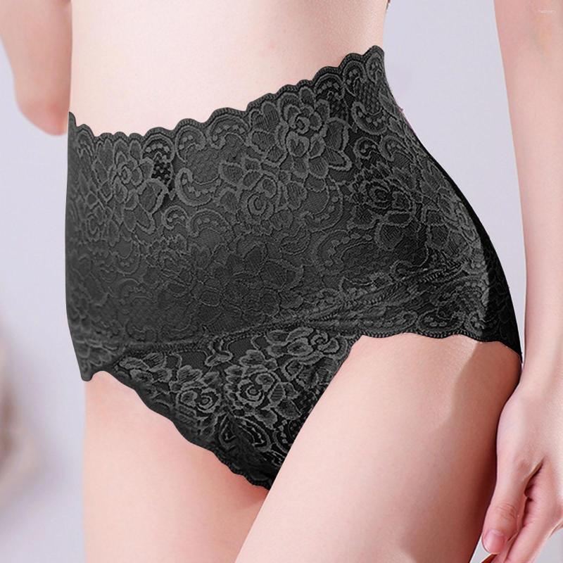 

Women's Panties Womens Underpants Seamless Waist Lace Europe Women Slimming Tummy Control Briefs Transparent Plus Size Sexy Lingerie, Black