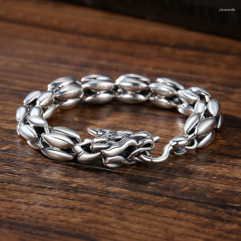 

Link Bracelets Karloch Silver Color China-Chic Bracelet Vintage Street Scarf Mary Simple Versatile Woven Dragon Men's