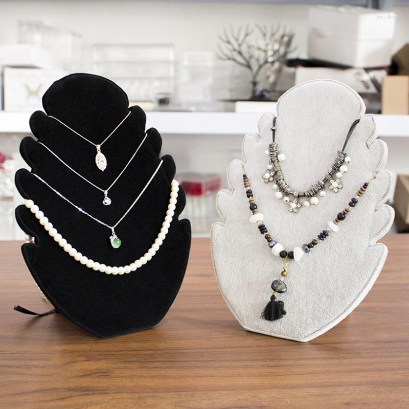 

Jewelry Pouches 2023 Necklace Holder Pendant Chain Display Black/Gray Stand Velvet Easel Organizer Rack