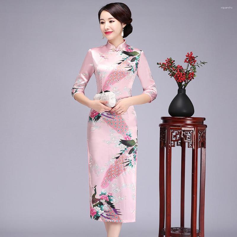 

Ethnic Clothing Chinese Style Female Qipao Elegant Women Slim Long Cheongsam Vintage Print Mandarin Collar Party Dress Vestidos Size S-6XL