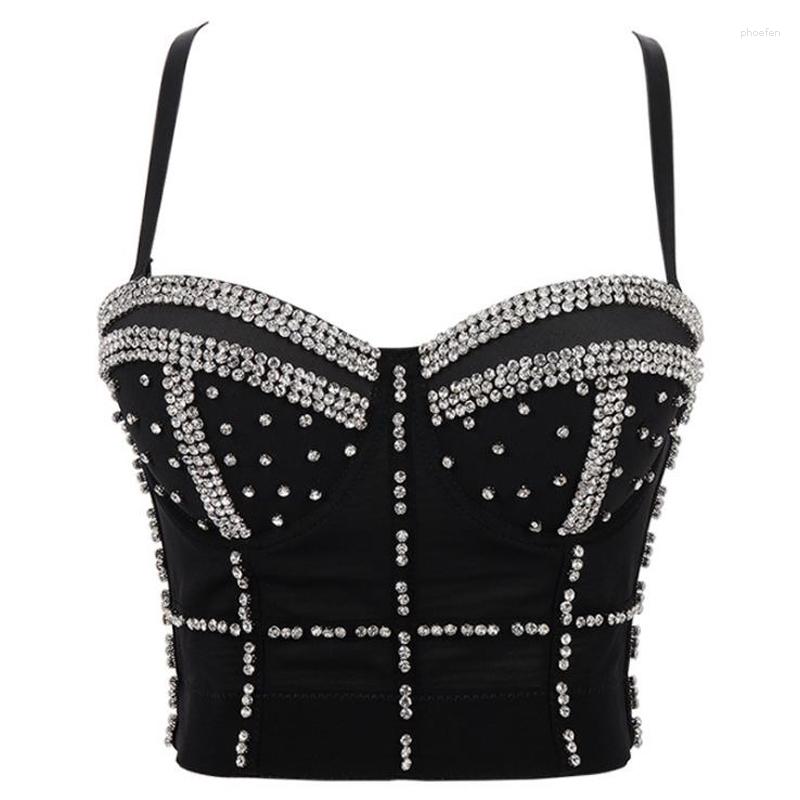 

Women's Tanks Bright Diamond Corselets Bralette For Women Cropped Tops Bustier Push Up Night Club Beading Bra Vest Corset Plus Size Camis, Red