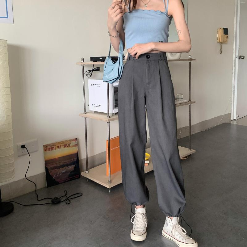 

Women' Pants Pantalones Solid Color Cargo High Waist Loose Streetwear Punk Trousers Teenage Girls Clothes Ladies Sweatpant A398, Black